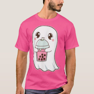 Camiseta Halloween Cute Boba Ghost Strawberry Bubble Pearl