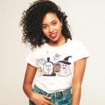 HALLOWEEN CUTE SPOOKY GRAVEYARD GHOSTS PERSONALIZA