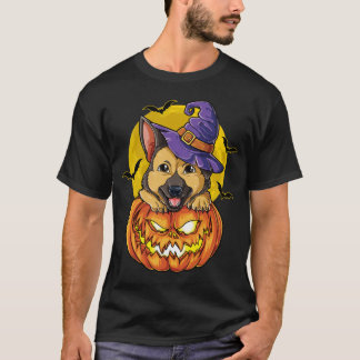 Camiseta Halloween da bruxa german shepherd