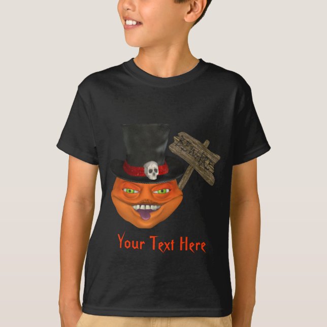 Camiseta Halloween da Cabeça de Abóbora (Frente)