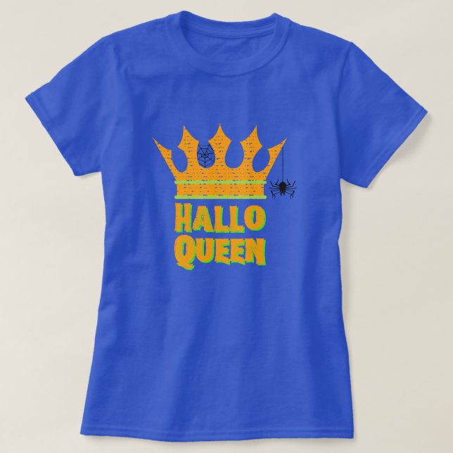 Camiseta Halloween da Coroa HalloQueen (Frente do Design)