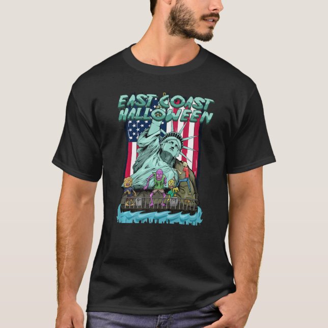 Camiseta Halloween Da Costa Leste Com Monstros Assustadores (Frente)