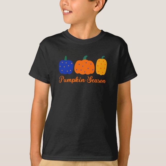 Camiseta Halloween da estação de abóbora (Frente)