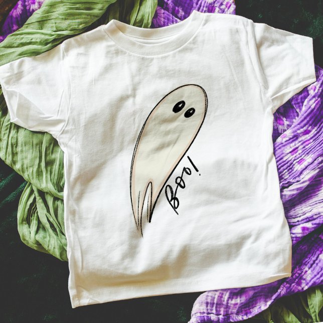 Camiseta Halloween da Ilustração do Boo Ghost (Boo! Illustrated ghost t-shirt. Available in large variety of sizes/styles.)