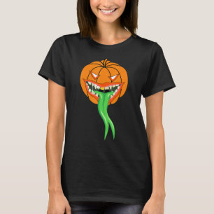 Camiseta Halloween da língua verde monstro da abóbora