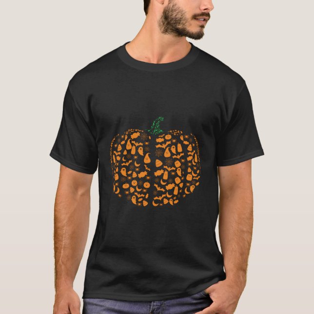 Camiseta Halloween da Nuvem da Imagem de Pumpkin Jack-O-Lan (Frente)