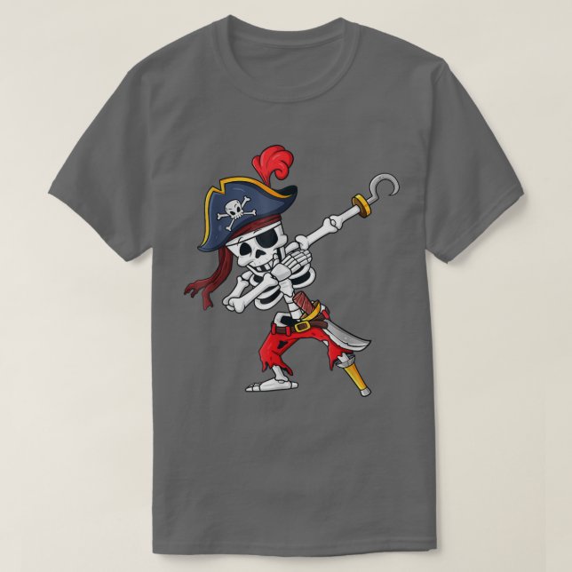 Camiseta Halloween Dabbing Pirate Skeleton Funny Dab Boys G (Frente do Design)