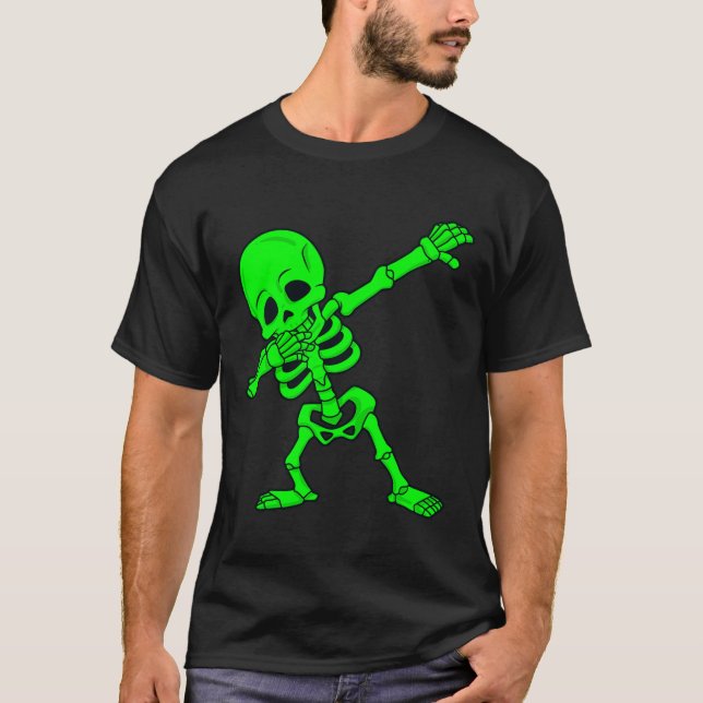 Camiseta Halloween Dabbing Skeleton Boys Meninas Crianças D (Frente)