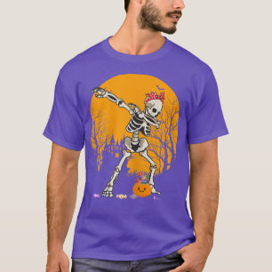Camiseta Halloween Dabbing Skeleton Figurume Crianças Menin