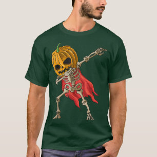 Camiseta Halloween Dabbing Skeleton Pumpkin Jack O Lanterna
