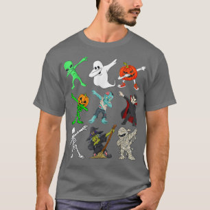 Camiseta Halloween Dabbing Skeleton Witold E Monsters Funn