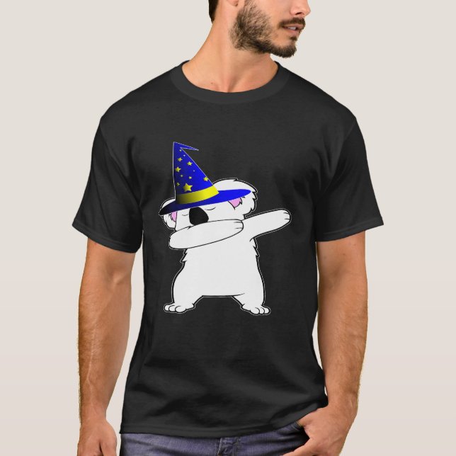 Camiseta Halloween Dabbing Wizard Koala Bear Magic Witch Ha (Frente)