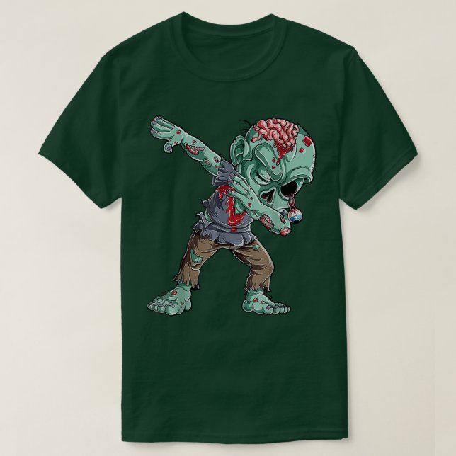 Camiseta Halloween Dabbing Zombie Brain Engraçado Boys Dab  (Frente do Design)