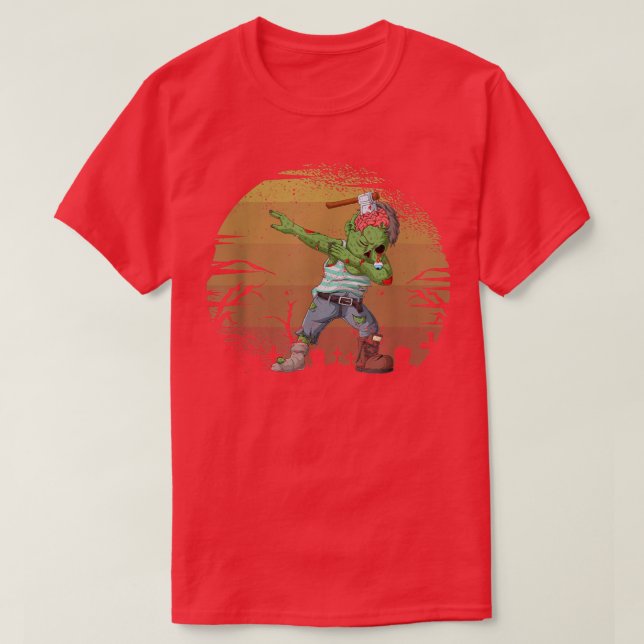 Camiseta Halloween Dabbing Zombie Brain Zombies Engraçado D (Frente do Design)