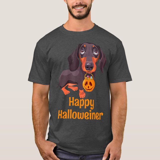 Camiseta Halloween Dachshund Costume para Homens Felizes (Frente)
