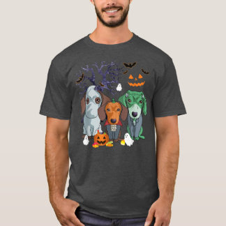 Camiseta Halloween Dachshund Dog Wity Scary Halloween Custo