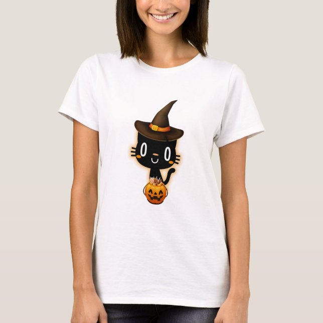 Camiseta Halloween de bruxa-negra (Frente)