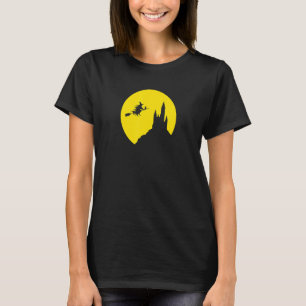 Camiseta Halloween de bruxa-vara voadora de lua cheia, pers