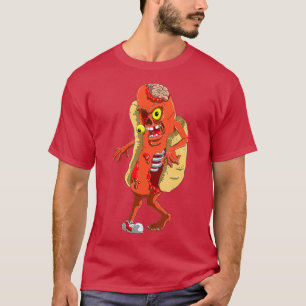 Camiseta Halloween de Cachorro Quente Zombie e Engraçado