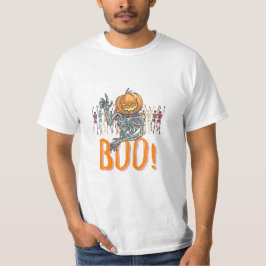 Camiseta Halloween de Grunge Laranja e Branco com Marca Per