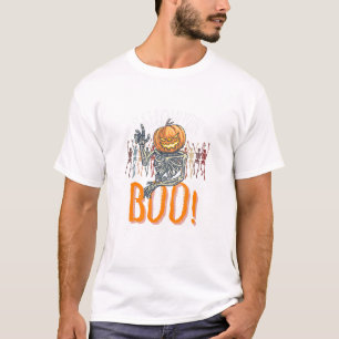 Camiseta Halloween de Grunge Laranja e Branco com Marca Per