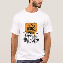 Camiseta Halloween de preto e branco com marca personalizad