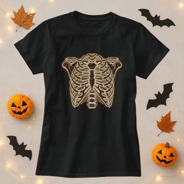 Camiseta Halloween de Skeleton brilhante (Criador carregado)