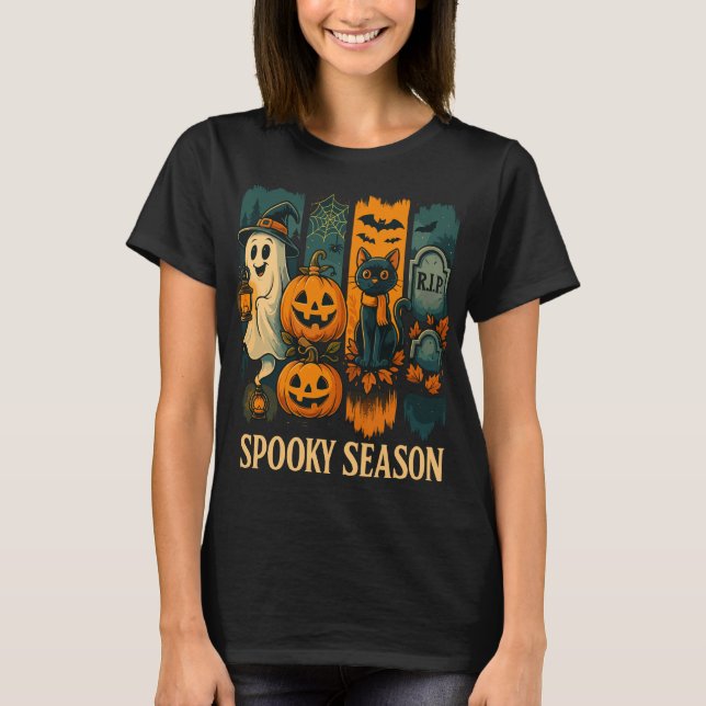 Camiseta Halloween de Spooky Season - Fantasma, Pumpkins, G (Frente)