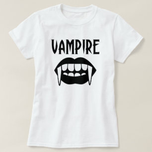 Camiseta Halloween de Vampiro Preto e Branco Assustador
