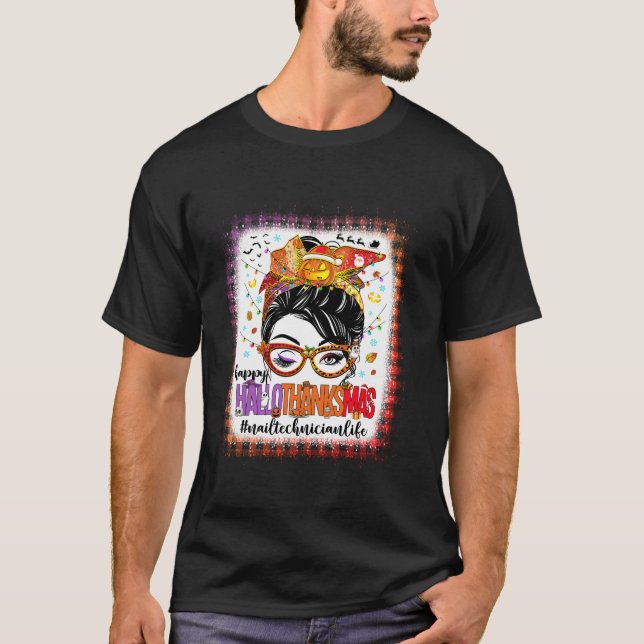 Camiseta Halloween - Dia de Ação de Graças - Nail Technicia (Frente)