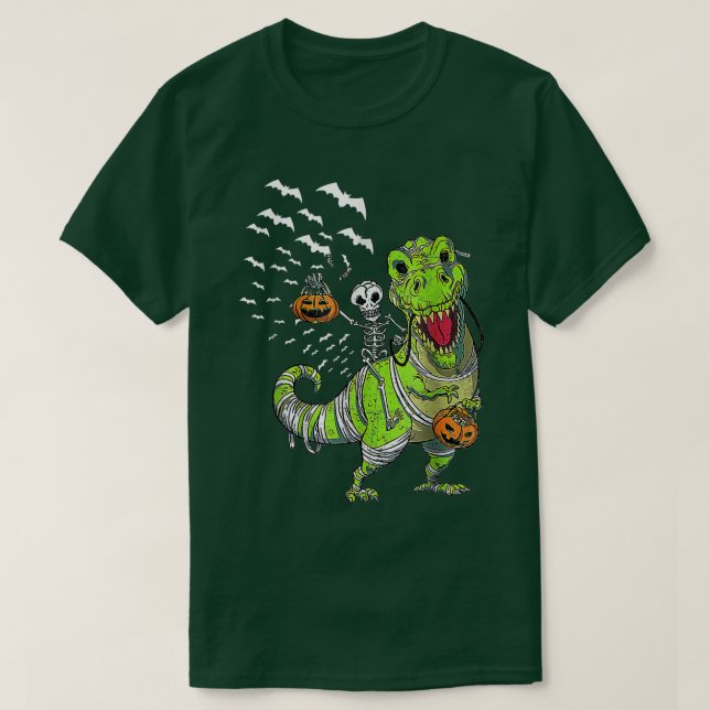 Camiseta Halloween Dinosaur T Rex Skeleton Scary BoysTeens  (Frente do Design)