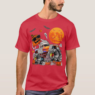 Camiseta Halloween Dinossaur Monster Truck Boys Skeleton Ri
