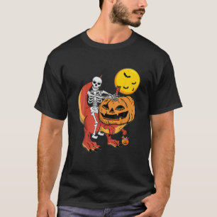Camiseta Halloween Dinossaur Pumpkin T Rex Skeleton Boys To