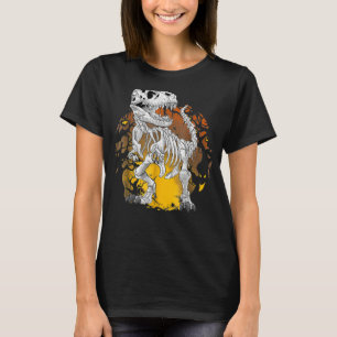 Camiseta Halloween Dinossaur Rex Skeleton Garotos Assustado