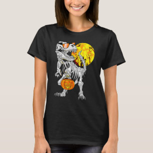 Camiseta Halloween Dinossaur T Rex Skeleton Garotos Assusta