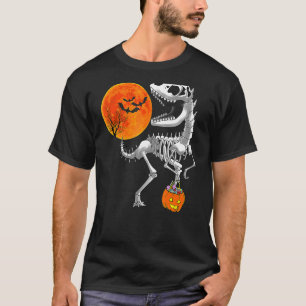 Camiseta Halloween Dinossaur T Rex Skeleton Garotos Assusta