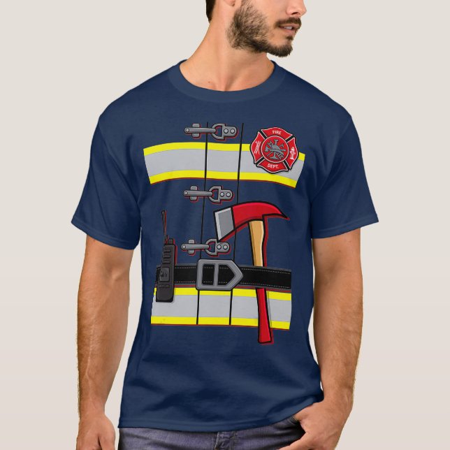 Camiseta Halloween DIY Firefighter Uniform Costume (Frente)