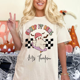 Camiseta Halloween Do Fantasma De Skateboard Real Do Creme