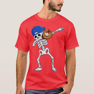 Camiseta Halloween Do Jogador De Beisebol Do Skeleton Dabbi
