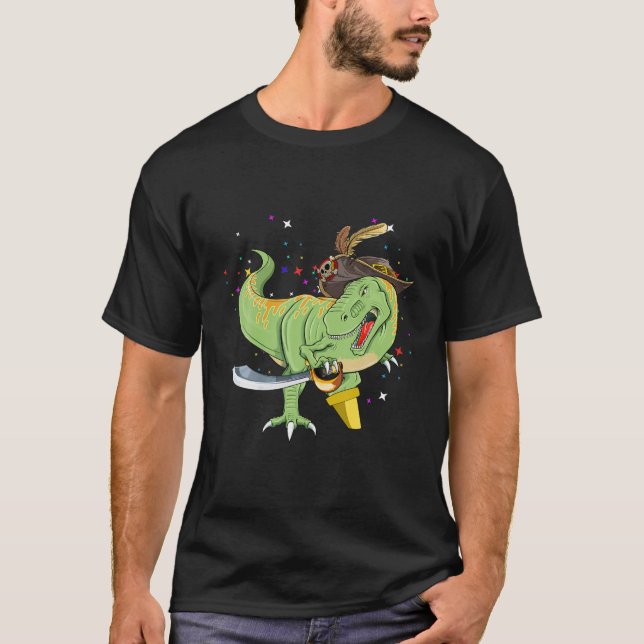 Camiseta Halloween do Pirata do Dinossaur T Rex (Frente)
