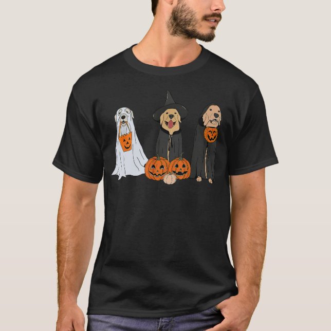 Camiseta Halloween Dog Wearing Ghost Custome Dog Lovers (Frente)