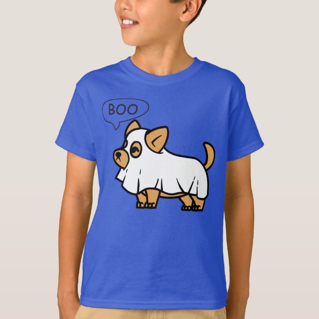 Camiseta Halloween, Doggie diz "BOO" (Frente)