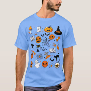 Camiseta Halloween Doodles Halloween Pequenas Coisas Bruxas