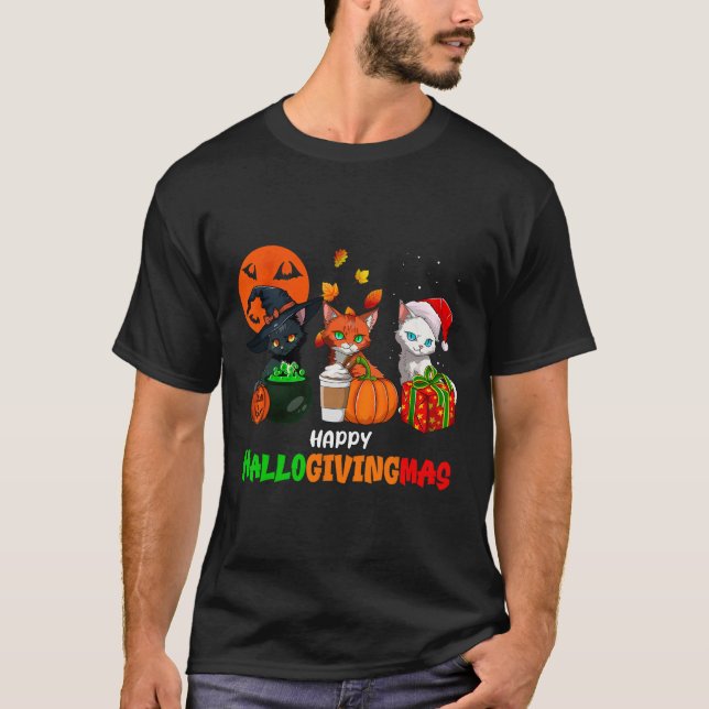 Camiseta Halloween dos gatos Hallodogmas (Frente)