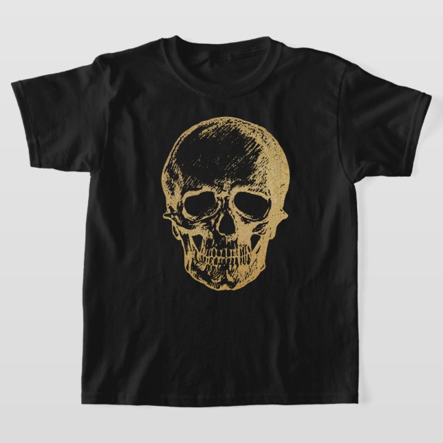 Camiseta Halloween Dourado Skull | T-shirt | Crianças (Postura )