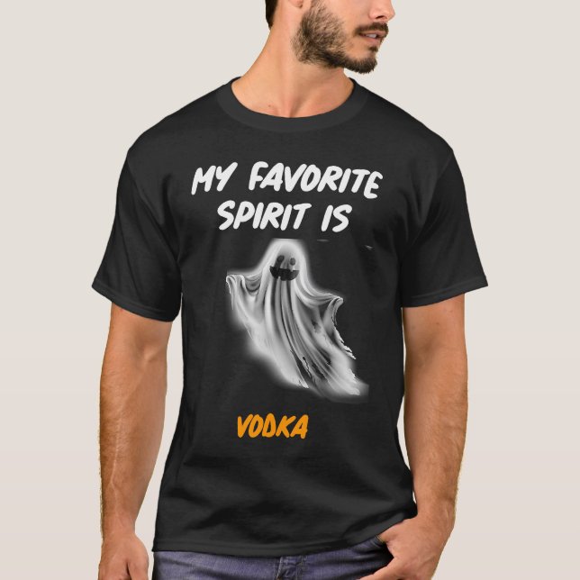 Camiseta Halloween Drinking Party MY FAVORITE SPIRIT IS VOD (Frente)