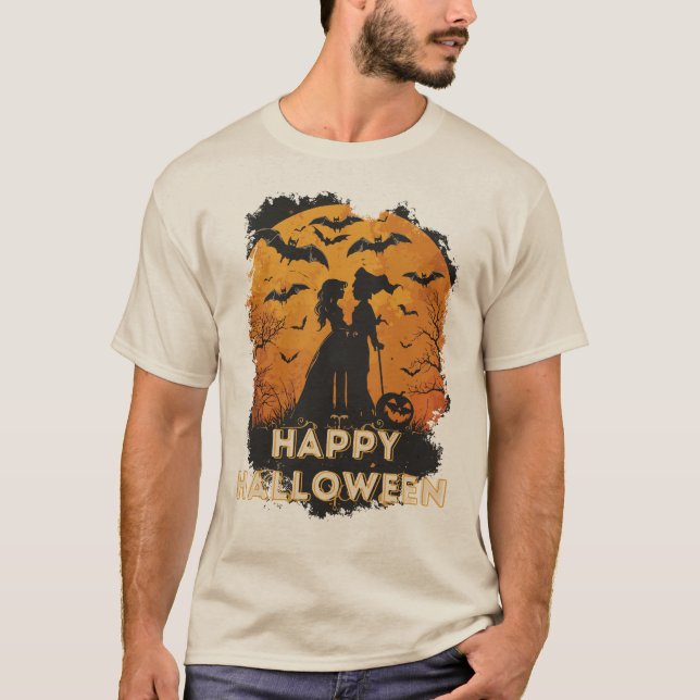 Camiseta Halloween-Duo im Mondlicht (Frente)
