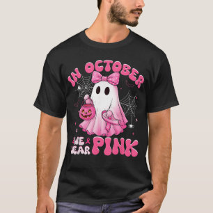Camiseta Halloween em outubro Nós Usamos Rosa Câncer de Mam