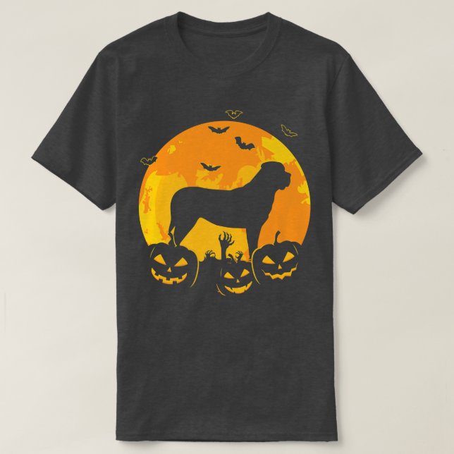 Camiseta Halloween English Mastiff Jack O Lantern Dog Puppy (Frente do Design)