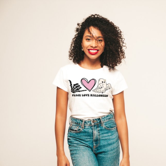 CAMISETA HALLOWEEN ENGRAÇADO AMOR DA PAZ HALLOWEEN | SKELET (Criador carregado)